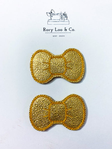 Gold Shiny Bow Snap Clip Set