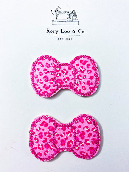 Pink Cheetah Bow Snap Clip Set